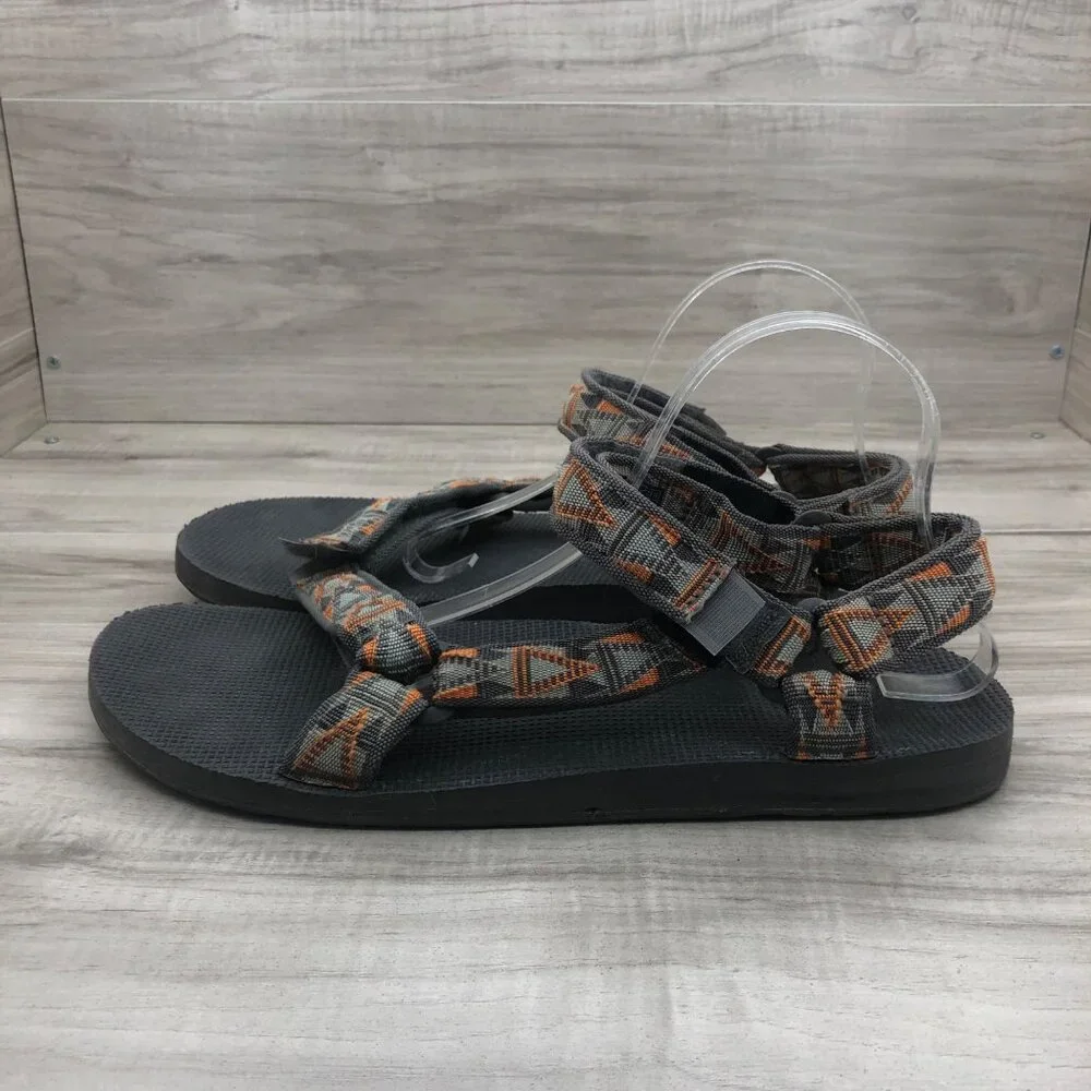 Teva Sandals Mens 13 Original Gray Nylon Webbing Hook and Loop Outdoor Shoes